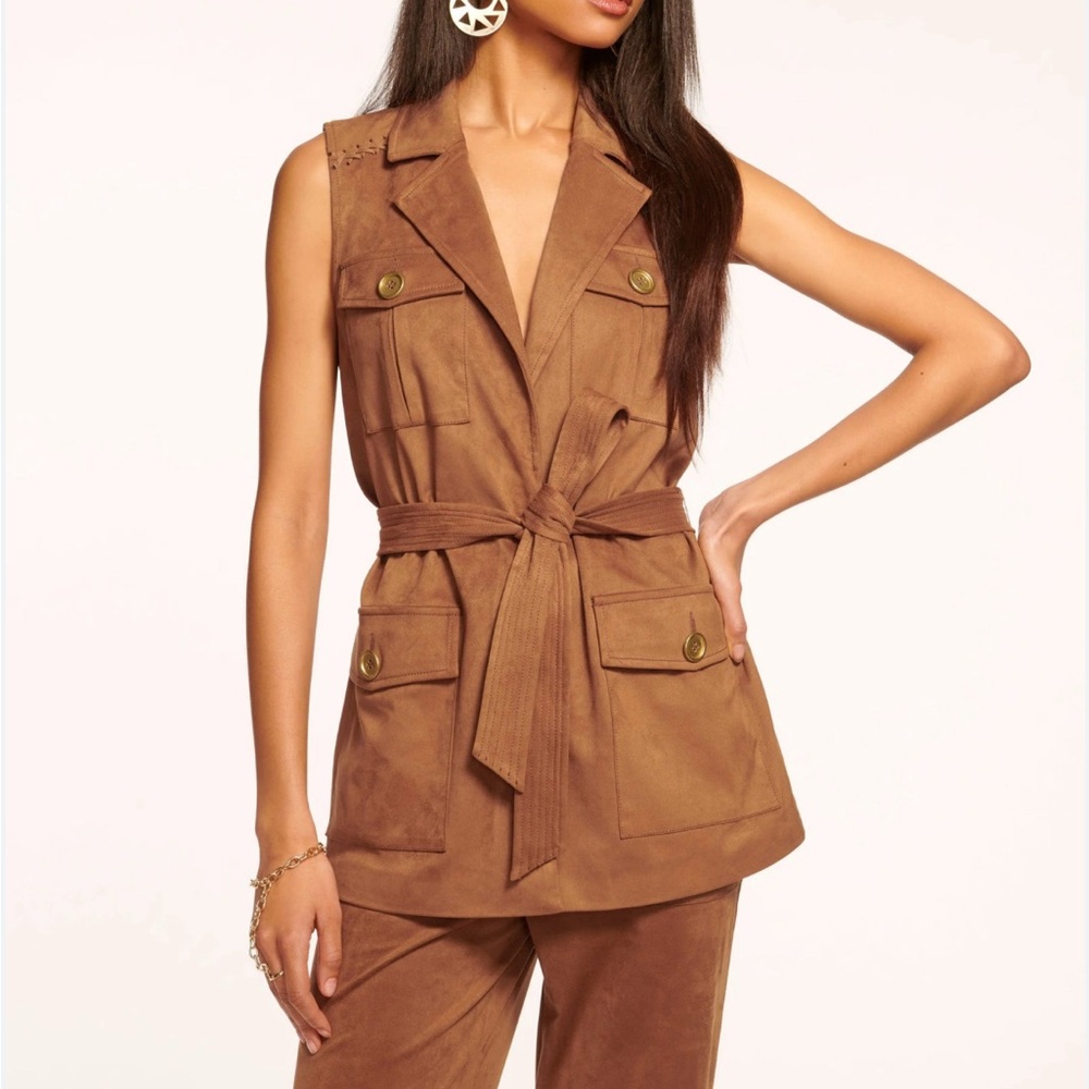 Ramy Brook Brown Sleeveless Belted Vest